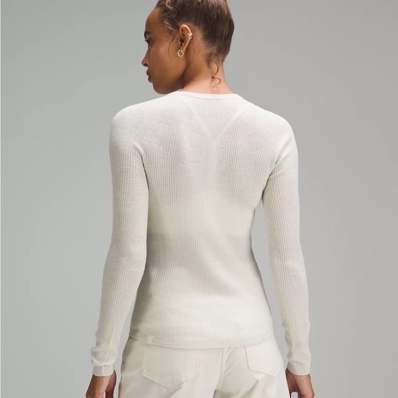 NWT Ribbed Wool-Silk-Blend Light Sweater BONE size S - Picture 3 of 7